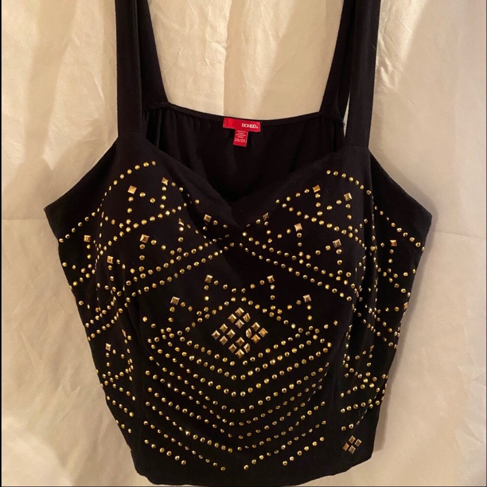 Plus size gold studded tank top